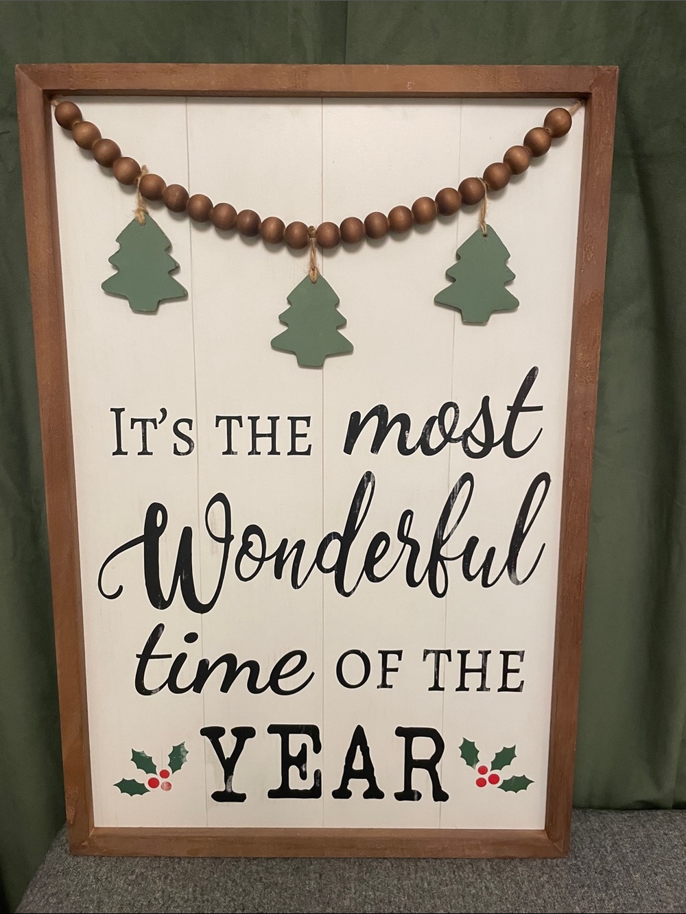 Christmas Holiday Wooden Wall Sign IT’S THE MOST WONDERFUL TIME OF THE YEAR
